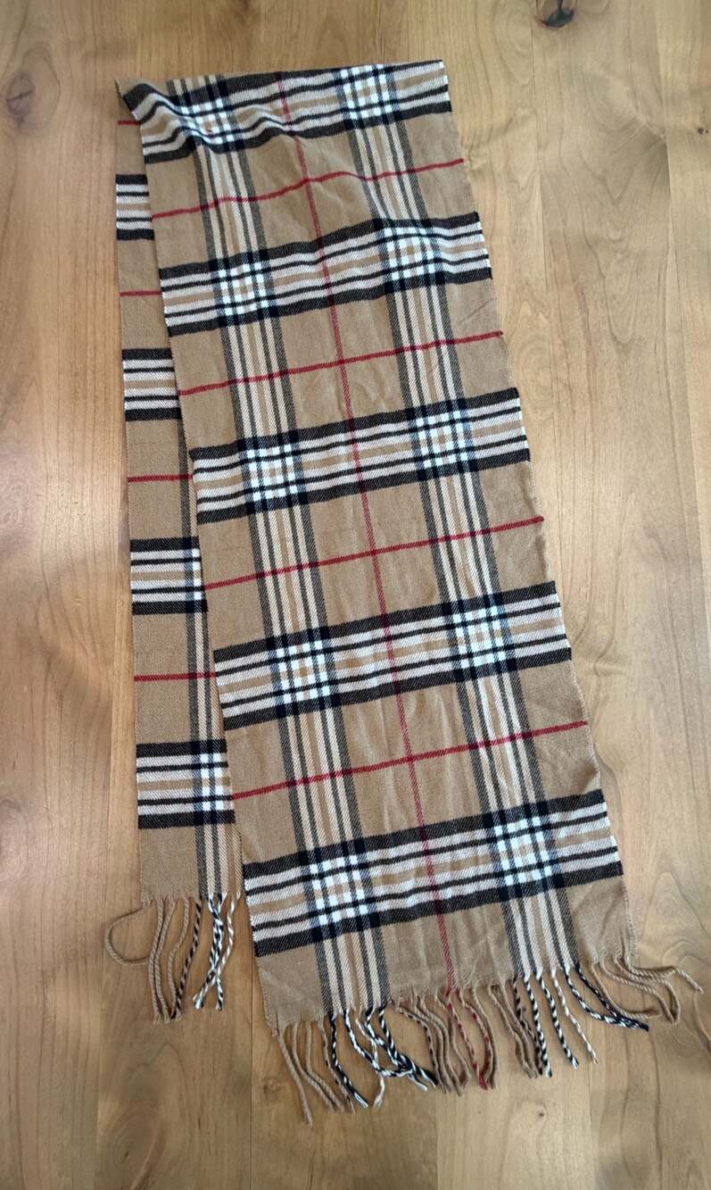 Italy Design Cashmere Feel Tan Plaid Winter Scarf